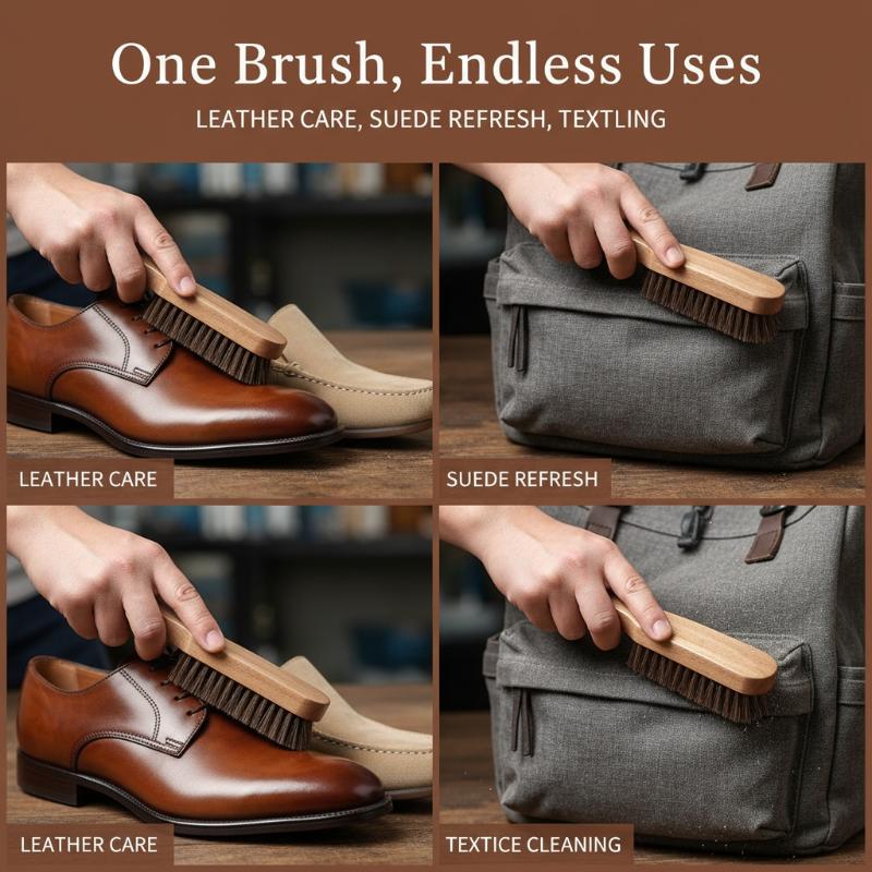 Leather Shoe Polish - Brosse à chaussures en bois avec